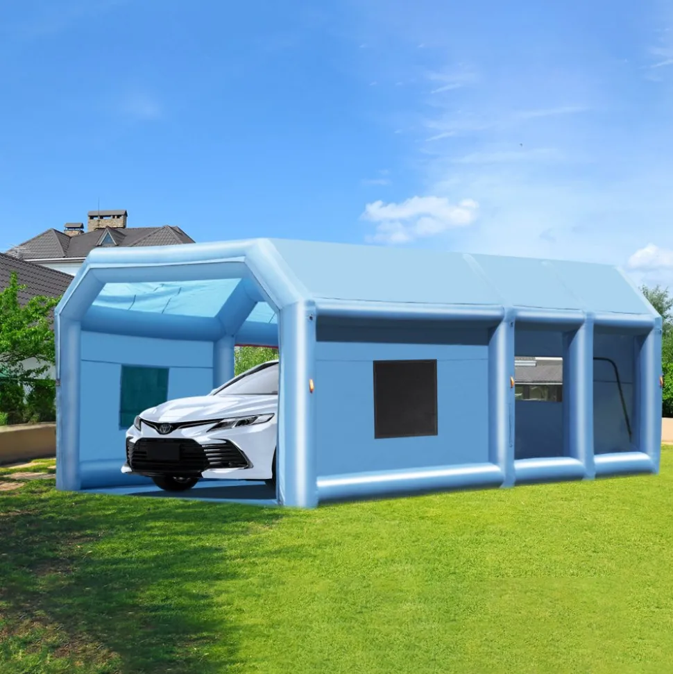 VEVOR Inflatable Paint Booth, 9.8 x 8.2 x 8.2 ft Inflatable Spray Booth, with 550W Powerful Blower and Air Filter System, Portable Car Paint Booth for Motorcycle, Bicycle, Small Furniture Painting