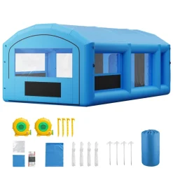 VEVOR Inflatable Paint Booth, 23 x 13 x 9 ft, Portable Spray Booth with 480W+750W Blowers, Large Filter Cotton, Changing Area, Arched Roof Painting Tent for ATV, Motorcycle, Medium Furniture, Blue