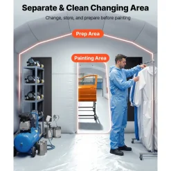 VEVOR Inflatable Paint Booth, 39 x 16 x 13 ft, Portable Spray Booth with 950W+1100W Blowers, Large Filter Cotton, Changing Area, Arched Roof Painting Tent for Heavy-Duty Pickup Truck and Van, Gray