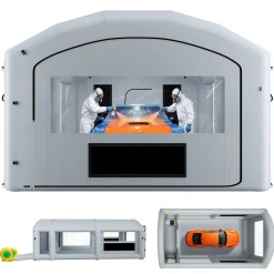 VEVOR Inflatable Paint Booth, 39 x 16 x 13 ft, Portable Spray Booth with 950W+1100W Blowers, Large Filter Cotton, Changing Area, Arched Roof Painting Tent for Heavy-Duty Pickup Truck and Van, Gray