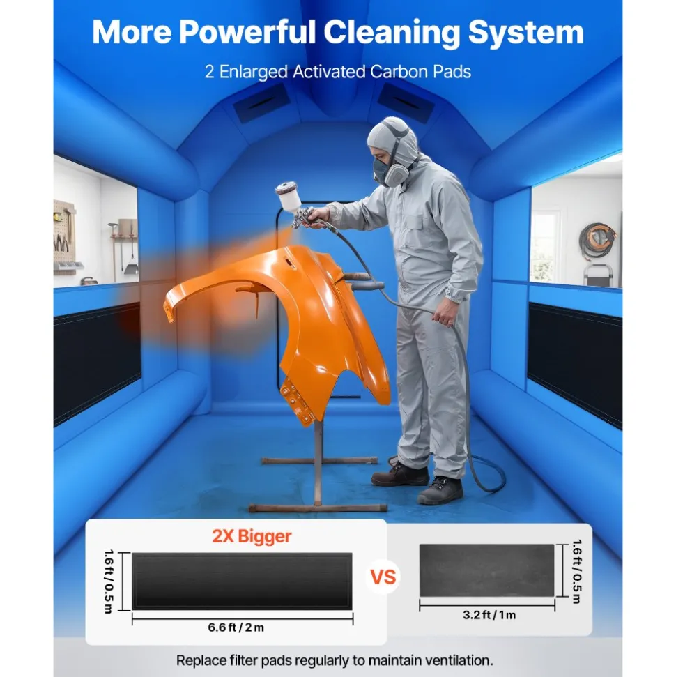 VEVOR Inflatable Paint Booth, 13 x 10 x 9 ft, Portable Spray Booth with 750W Powerful Blower and Large Filter Cotton, Arched Roof Blow Up Painting Tent for Bike, Motorcycle, and Furniture, Blue