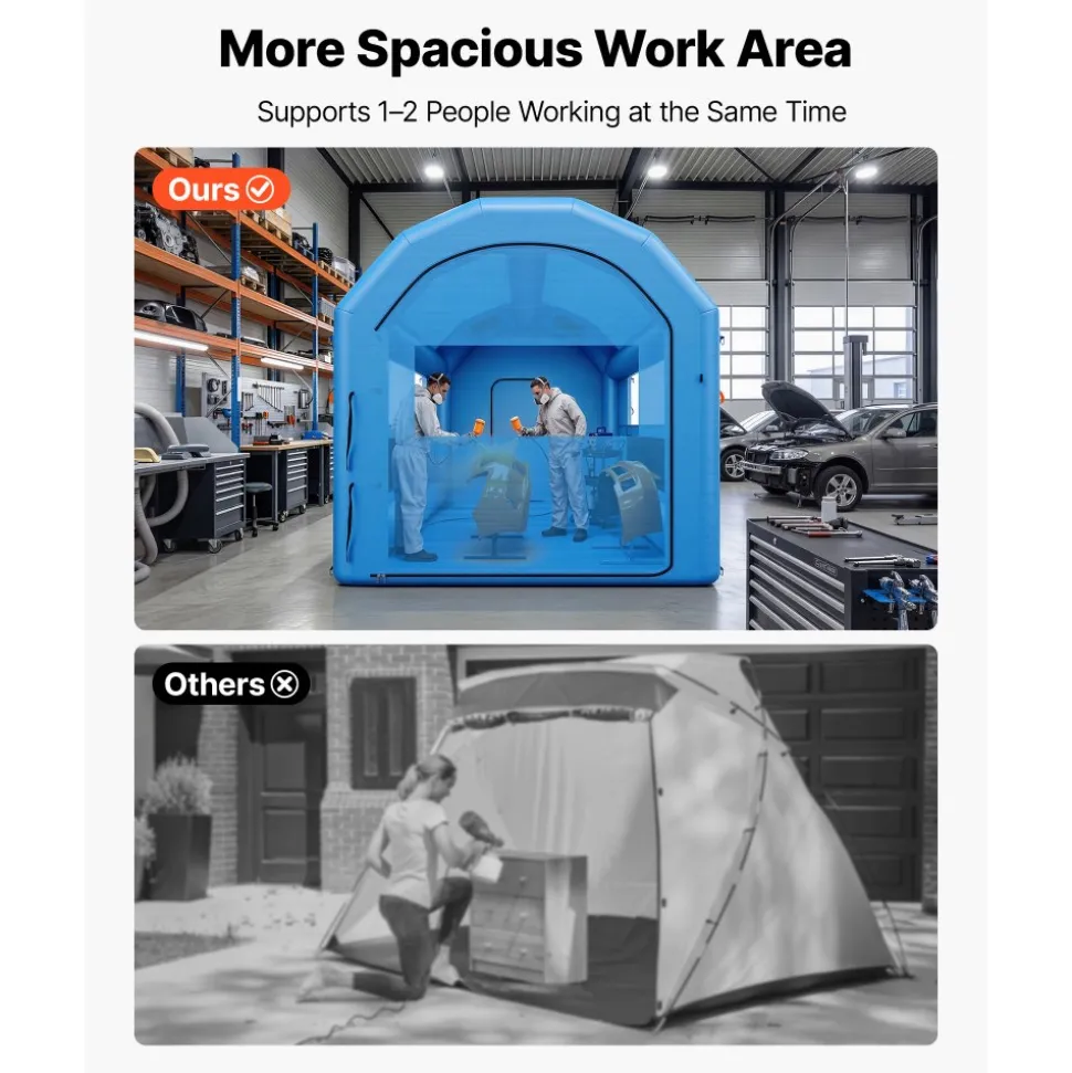 VEVOR Inflatable Paint Booth, 13 x 10 x 9 ft, Portable Spray Booth with 750W Powerful Blower and Large Filter Cotton, Arched Roof Blow Up Painting Tent for Bike, Motorcycle, and Furniture, Blue