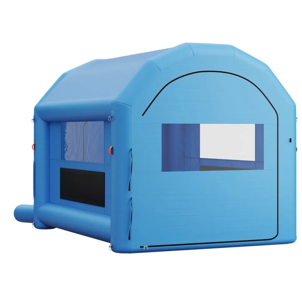 VEVOR Inflatable Paint Booth, 13 x 10 x 9 ft, Portable Spray Booth with 750W Powerful Blower and Large Filter Cotton, Arched Roof Blow Up Painting Tent for Bike, Motorcycle, and Furniture, Blue