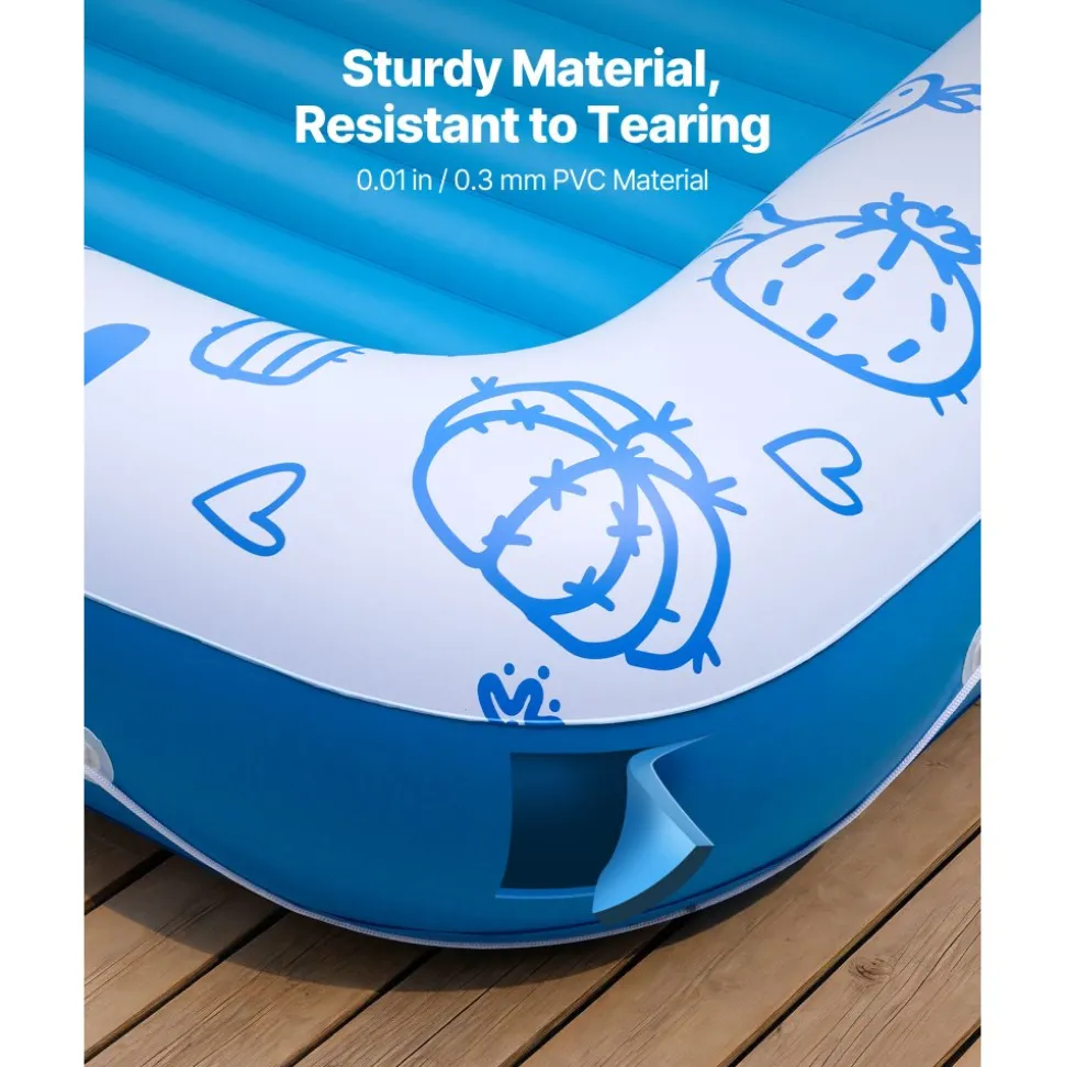VEVOR Inflatable Pool Float with UPF 50+ Canopy, 82" x 55" Large Tanning Pool Floating Lounger for Adults, 550LBS Capacity Sunbathing Lounger Floaties with Pillow, Phone & Cup Holder for Water Fun
