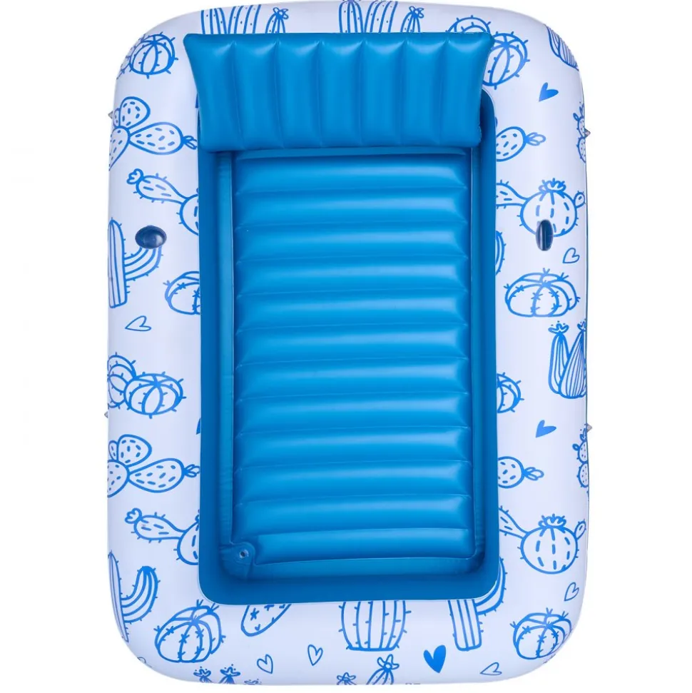 VEVOR Inflatable Pool Float with UPF 50+ Canopy, 82" x 55" Large Tanning Pool Floating Lounger for Adults, 550LBS Capacity Sunbathing Lounger Floaties with Pillow, Phone & Cup Holder for Water Fun