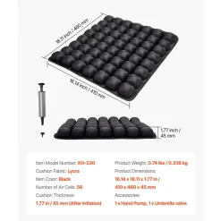 VEVOR Inflatable Seat Cushion, 3D Air Cell Seat Cushion for Pressure Relief, Lycra & TPU Wheelchair Seat Pad with Manual Pump, Lightweight and Portable for Travel, Office, Car, Airplane