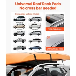 VEVOR Inflatable Soft Roof Rack Bars, 37.6-Inch Universal Car Roof Rack Pads, 88LBS Loading Luggage Kayak Carrier with 2 Tie-Down Straps & Ropes, Hand Air Pump, Storage Bag for Canoes Surfboards SUPs