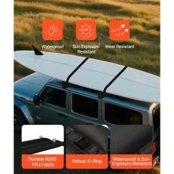 VEVOR Inflatable Soft Roof Rack Bars, 37.6-Inch Universal Car Roof Rack Pads, 88LBS Loading Luggage Kayak Carrier with 2 Tie-Down Straps & Ropes, Hand Air Pump, Storage Bag for Canoes Surfboards SUPs