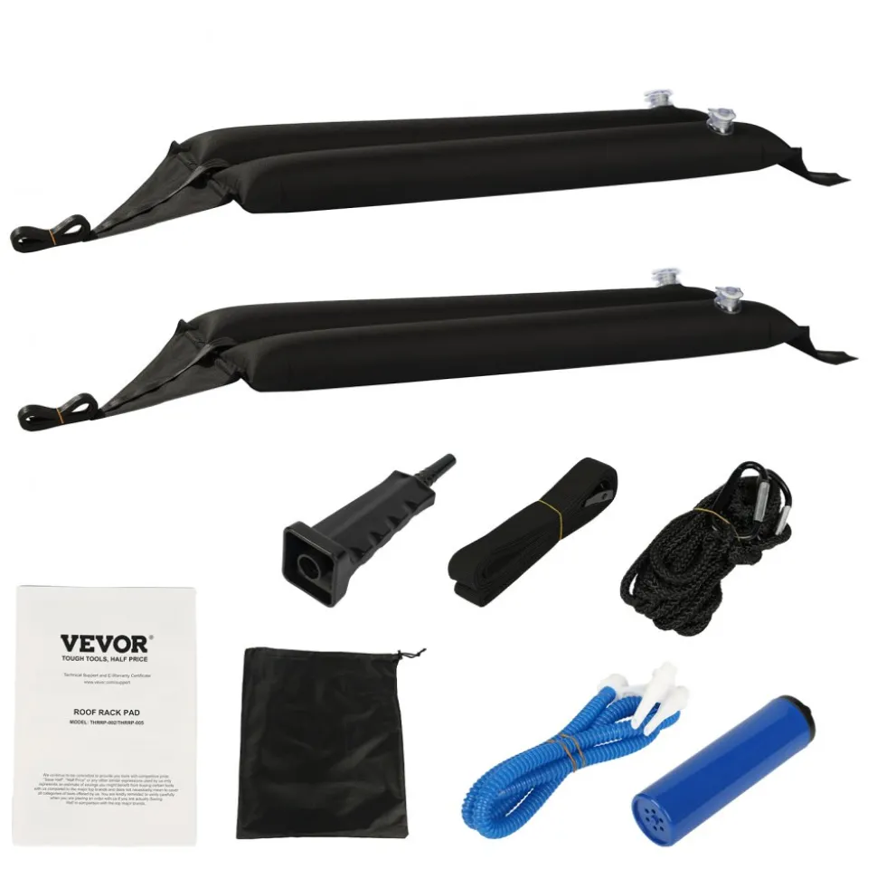 VEVOR Inflatable Soft Roof Rack Bars, 37.6-Inch Universal Car Roof Rack Pads, 88LBS Loading Luggage Kayak Carrier with 2 Tie-Down Straps & Ropes, Hand Air Pump, Storage Bag for Canoes Surfboards SUPs