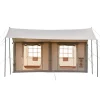 VEVOR Inflatable Tent for Camping 5-8 Person Blow Up Tent with Pump Beige, for Family Outdoor Glamping, Waterproof 420D Oxford, Easy Setup Air House with Skylight, Canopy, Stove Jack & Mesh Windows