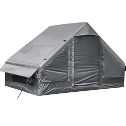 VEVOR Inflatable Tent for Camping 2-4 Person Blow Up Tent with Pump Gray, for Family Outdoor Glamping, Waterproof 420D Oxford, Easy Setup Air House with Skylight, Stove Jack, Mesh Windows & Carry Bag