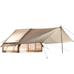 VEVOR Inflatable Tents for Camping, 3-5 Person Easy Setup Blow up Tent with Hand Pump, 300D Oxford 4 Season Glamping Tent with Canopy, Stove Jack, 2 Doors & 2 Mesh Windows (Storage Bag Included)
