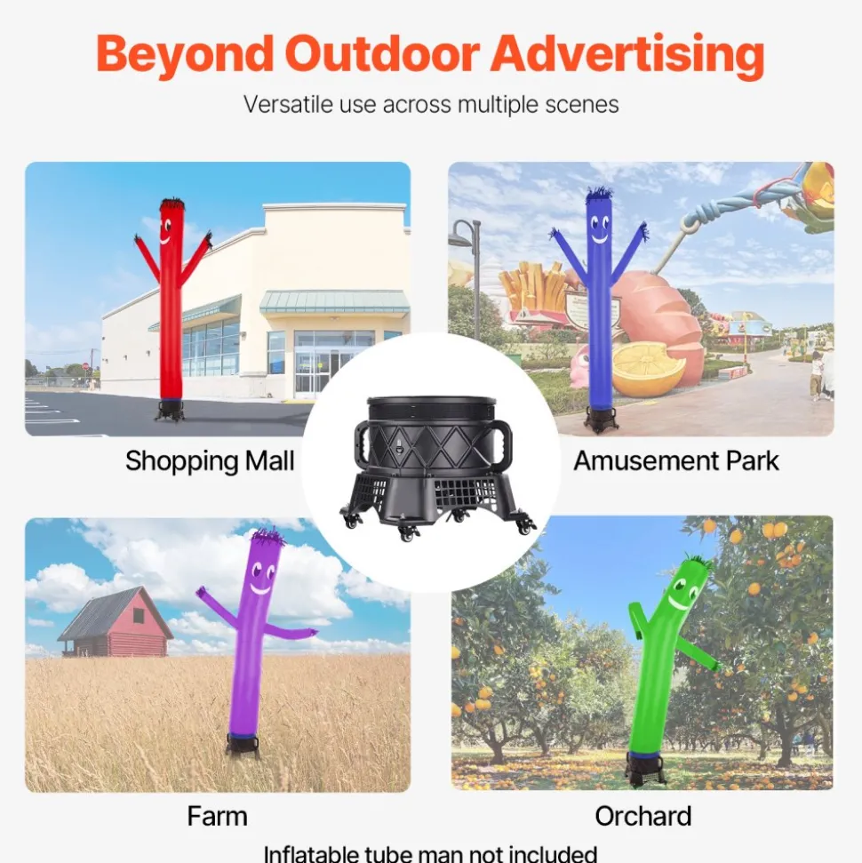 VEVOR Inflatable Tube Man Blower, 1 HP, Blower Fan for Wacky Waving Inflatable Tube Guy, PP Shell, IPX3 Waterproof, Fits 18" Diameter Outdoor Inflatable Wind Flying Tube Man(No Inflatable)