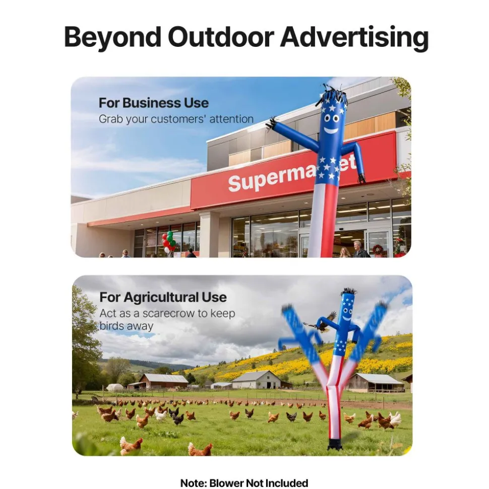 VEVOR Inflatable Tube Man, 20-Feet Tall, Wacky Waving Dancing Tube Guy, Wind Flying Arm Flailing Air Puppet, 18-Inch for Outdoor Advertising, Business Store, Increase Visibility (Blower Not Included)