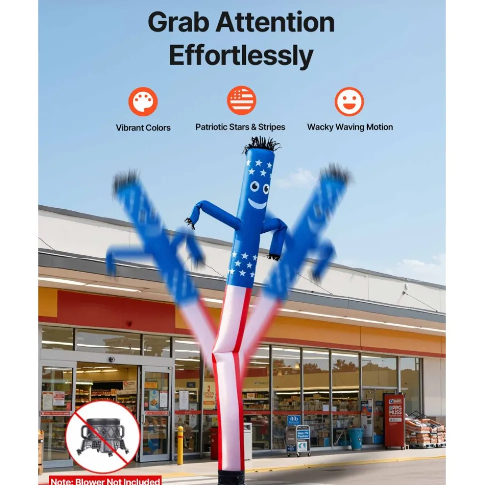 VEVOR Inflatable Tube Man, 20-Feet Tall, Wacky Waving Dancing Tube Guy, Wind Flying Arm Flailing Air Puppet, 18-Inch for Outdoor Advertising, Business Store, Increase Visibility (Blower Not Included)