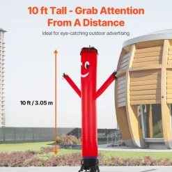 VEVOR Inflatable Tube Man Set, 10 ft Tall, Wacky Waving Inflatable Dancing Tube Guy with 9/10 HP Blower, PP Shell IPX3 Waterproof Blower Fan, for Outdoor Advertising Business Store Party