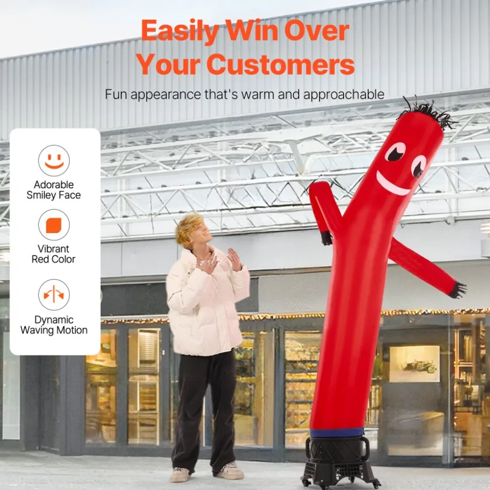 VEVOR Inflatable Tube Man Set, 10 ft Tall, Wacky Waving Inflatable Dancing Tube Guy with 9/10 HP Blower, PP Shell IPX3 Waterproof Blower Fan, for Outdoor Advertising Business Store Party