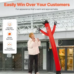VEVOR Inflatable Tube Man Set, 6 ft Tall, Wacky Waving Inflatable Dancing Tube Guy with 1/15 HP Blower, PP Shell IPX3 Waterproof Blower Fan, for Outdoor Advertising Business Store Party