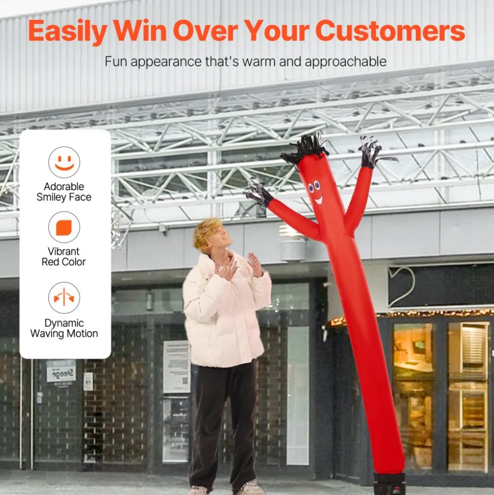 VEVOR Inflatable Tube Man Set, 6 ft Tall, Wacky Waving Inflatable Dancing Tube Guy with 1/15 HP Blower, PP Shell IPX3 Waterproof Blower Fan, for Outdoor Advertising Business Store Party