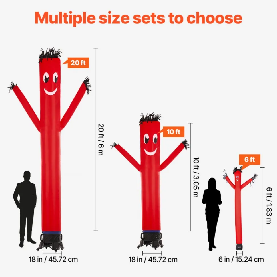 VEVOR Inflatable Tube Man Set, 6 ft Tall, Wacky Waving Inflatable Dancing Tube Guy with 1/15 HP Blower, PP Shell IPX3 Waterproof Blower Fan, for Outdoor Advertising Business Store Party
