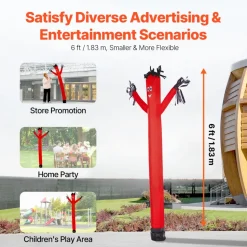 VEVOR Inflatable Tube Man Set, 6 ft Tall, Wacky Waving Inflatable Dancing Tube Guy with 1/15 HP Blower, PP Shell IPX3 Waterproof Blower Fan, for Outdoor Advertising Business Store Party