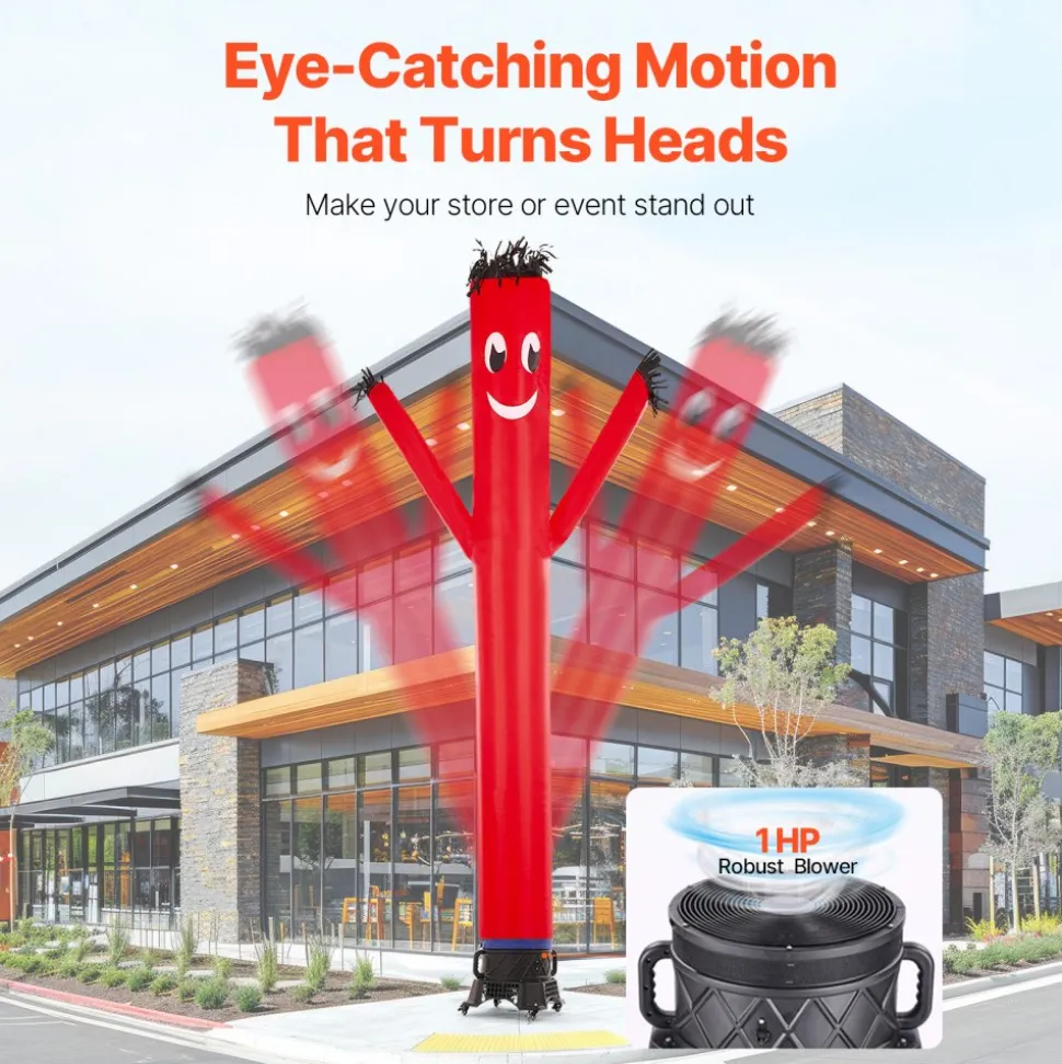 VEVOR Inflatable Tube Man Set, 20 ft Tall, Wacky Waving Inflatable Dancing Tube Guy with 1 HP Blower, PP Shell IPX3 Waterproof Blower Fan, for Outdoor Advertising Business Store Party