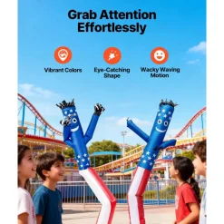 VEVOR Inflatable Tube Man with Blower, 10 ft Tall, Wacky Waving Wind Flying Inflatable Dancing Tube Guy with 3/4 HP IPX3 Waterproof Blower Fan, for Outdoor Advertising Business Store Decoration, Red
