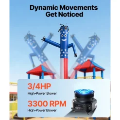 VEVOR Inflatable Tube Man with Blower, 10 ft Tall, Wacky Waving Wind Flying Inflatable Dancing Tube Guy with 3/4 HP IPX3 Waterproof Blower Fan, for Outdoor Advertising Business Store Decoration, Red