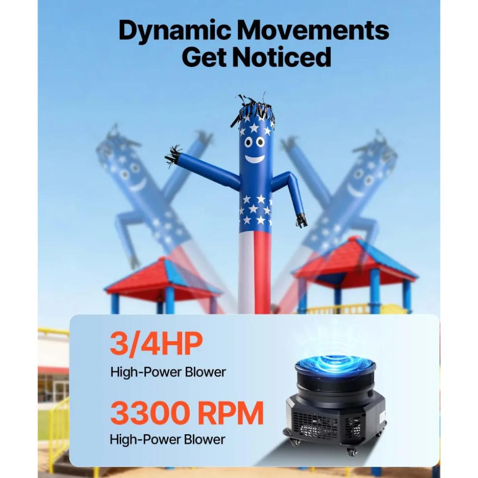 VEVOR Inflatable Tube Man with Blower, 10 ft Tall, Wacky Waving Wind Flying Inflatable Dancing Tube Guy with 3/4 HP IPX3 Waterproof Blower Fan, for Outdoor Advertising Business Store Decoration, Red