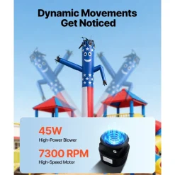 VEVOR Inflatable Tube Man with Blower, 8 ft Tall, Wacky Waving Wind Flying Inflatable Dancing Tube Guy with 1/15 HP IPX3 Waterproof Blower Fan, for Outdoor Advertising Business Store Party Decoration