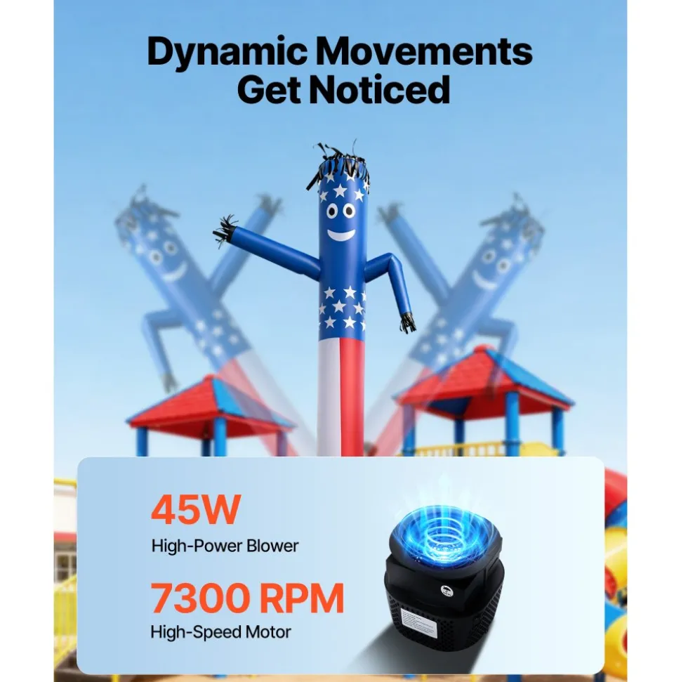 VEVOR Inflatable Tube Man with Blower, 8 ft Tall, Wacky Waving Wind Flying Inflatable Dancing Tube Guy with 1/15 HP IPX3 Waterproof Blower Fan, for Outdoor Advertising Business Store Party Decoration