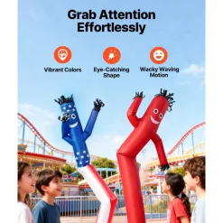 VEVOR Inflatable Tube Man with Blower, 8 ft Tall, Wacky Waving Wind Flying Inflatable Dancing Tube Guy with 1/15 HP IPX3 Waterproof Blower Fan, for Outdoor Advertising Business Store Party Decoration