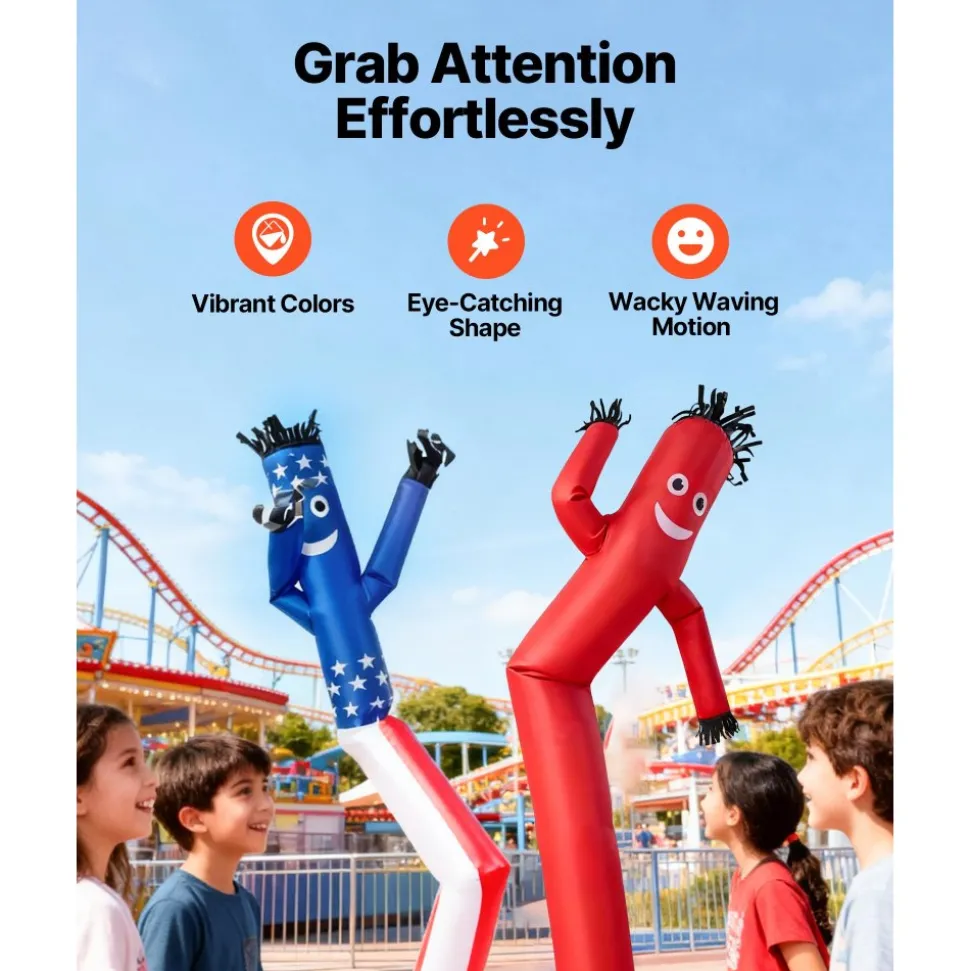 VEVOR Inflatable Tube Man with Blower, 8 ft Tall, Wacky Waving Wind Flying Inflatable Dancing Tube Guy with 1/15 HP IPX3 Waterproof Blower Fan, for Outdoor Advertising Business Store Party Decoration