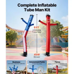 VEVOR Inflatable Tube Man with Blower, 8 ft Tall, Wacky Waving Wind Flying Inflatable Dancing Tube Guy with 1/15 HP IPX3 Waterproof Blower Fan, for Outdoor Advertising Business Store Party Decoration