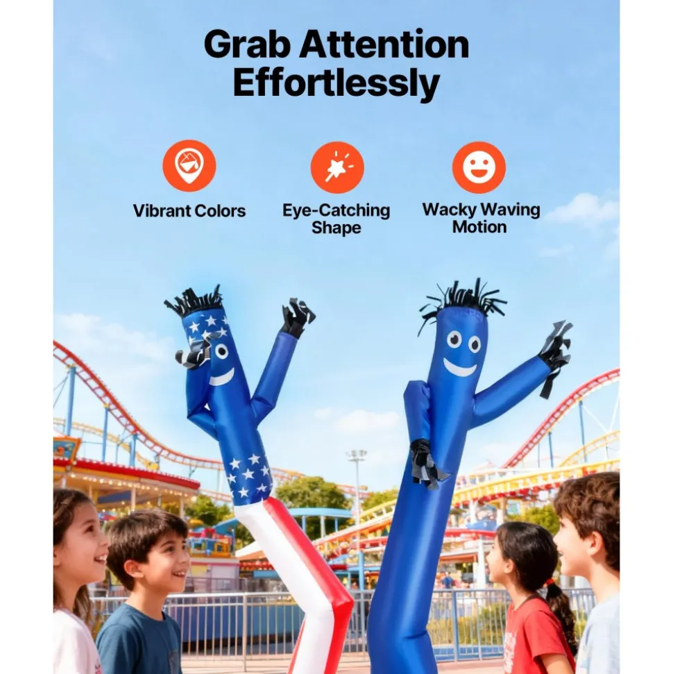 VEVOR Inflatable Tube Man with Blower, 6 ft Tall, Wacky Waving Wind Flying Inflatable Dancing Tube Guy with 1/15 HP IPX3 Waterproof Blower Fan, for Outdoor Advertising Business Store Party Decoration