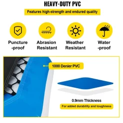 VEVOR Inflatable Water Trampoline, 13ft Recreational Water Bouncer with Escalator, Round Inflatable Water Trampoline in Blue and White, Floating Trampoline for Lakes, Pools, Calm Sea