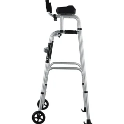 VEVOR 2 in 1 Folding Walker & Removable Armrests, Height Adjustable Foldable Walker with 5" Solid Wheels, Lightweight Aluminum | Front Wheeled Mobility Aid for Elderly Handicapped Disabled, 450 Pounds
