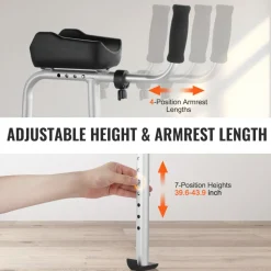VEVOR 2 in 1 Folding Walker & Removable Armrests, Height Adjustable Foldable Walker with 5