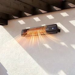 VEVOR Infrared Heater 1500W Electric Space Heater for Outdoor Use Black, Remote, Panel & Side Switch Control, Cold-Rolled Steel, Easy Installation, Even Warmth for Patios, Backyards, Balconies