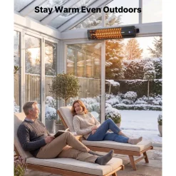 VEVOR Infrared Heater 1500W Electric Space Heater for Outdoor Use Black, Remote, Panel & Side Switch Control, Cold-Rolled Steel, Easy Installation, Even Warmth for Patios, Backyards, Balconies