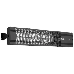 VEVOR Infrared Heater 1500W Electric Space Heater for Outdoor Use Black, Remote, Panel & Side Switch Control, Cold-Rolled Steel, Easy Installation, Even Warmth for Patios, Backyards, Balconies