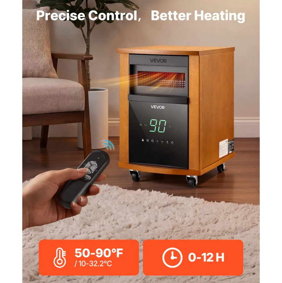 VEVOR Infrared Heater, 1500W Electric Space Heater with Remote Control, 2 Speeds & Easy Operate, Indoor/Outdoor for Patio Bedroom,Studio,Porch,Dining Room,Studio