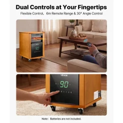 VEVOR Infrared Heater, 1500W Electric Space Heater with Remote Control, 2 Speeds & Easy Operate, Indoor/Outdoor for Patio Bedroom,Studio,Porch,Dining Room,Studio