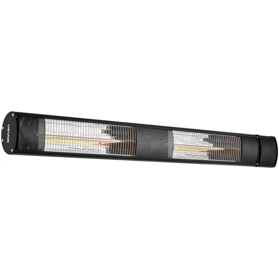 VEVOR Infrared Heater 1500W Electric Space Heater 3 Heat Settings Black, with Remote Control for Outdoor Use, 24 Hours Timer, Premium Aluminum Alloy, Even Warmth for Patios, Backyards, and Balconies