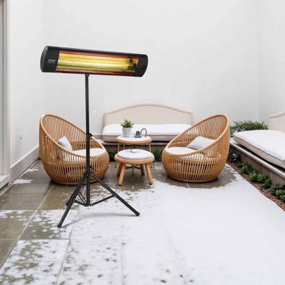 VEVOR Infrared Heater, 1500W Electric Space Heater with Remote Control, LED Screen w/ 3 Speeds & Timer, Outdoor/Outdoor for Patio,Porch,Dining Room,Studio