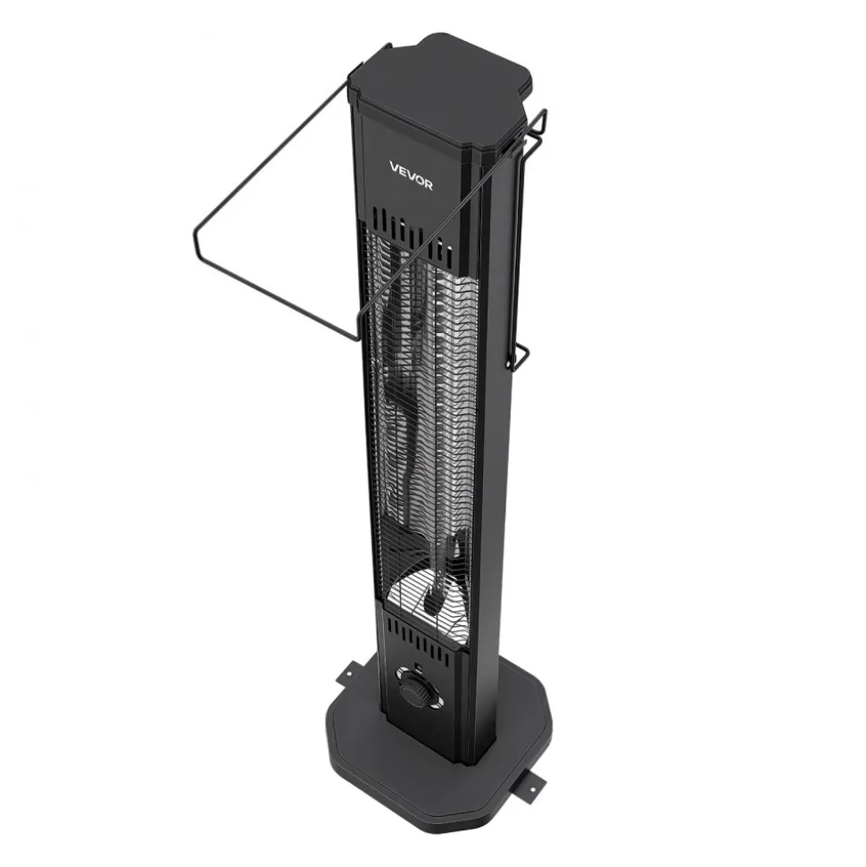 VEVOR Infrared Heater 1500W Electric Space Heater 8 Heat Settings Black, with Remote Control for Outdoor Use, 8H Timer, Overheat Protection, Cold-Rolled Steel, for Patios, Backyards, and Balconies