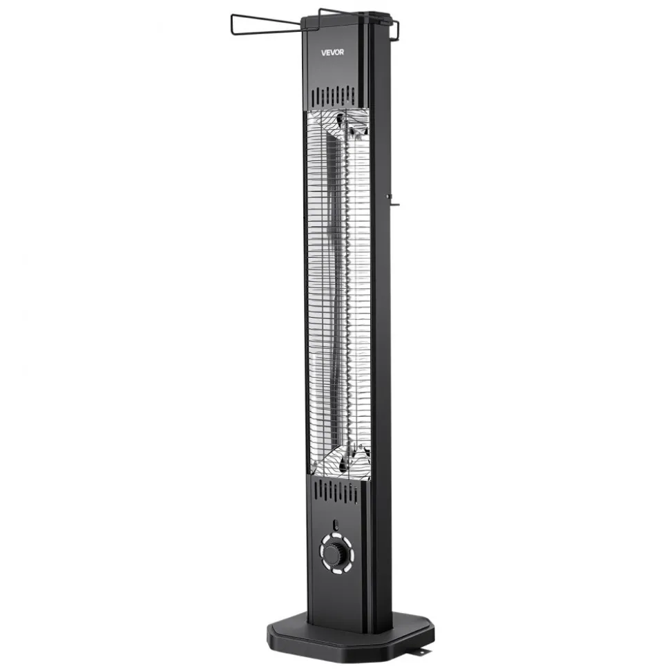 VEVOR Infrared Heater 1500W Electric Space Heater 8 Heat Settings Black, with Remote Control for Outdoor Use, 8H Timer, Overheat Protection, Cold-Rolled Steel, for Patios, Backyards, and Balconies