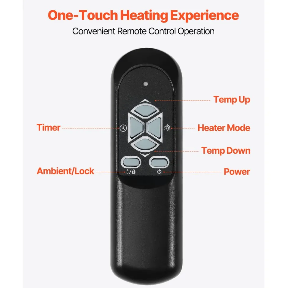 VEVOR Infrared Heater, 1500W Electric Space Heater with Remote Control, LED Screen & 24H Timer, Multiple Temperature Adjustable for Patio Bedroom,Living Room,Studio,Dining Room