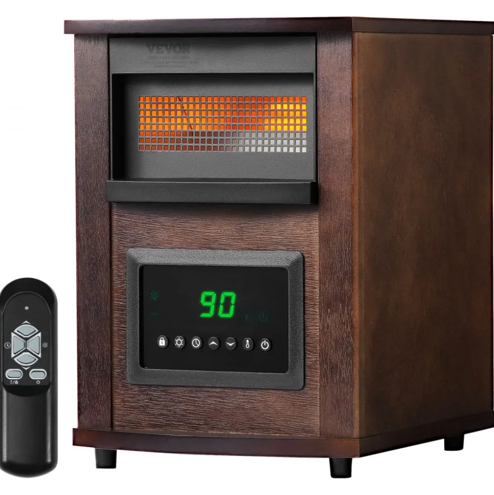VEVOR Infrared Heater, 1500W Electric Space Heater with Remote Control, LED Screen & 24H Timer, Multiple Temperature Adjustable for Patio Bedroom,Living Room,Studio,Dining Room