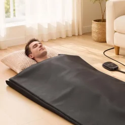 VEVOR Infrared Sauna Blanket 73 x 35 in, Portable PU Leather Sauna Bag, Even Heating for Home Detox & Relaxation, Temp Control & Timer, Full-Body Heating Wrap with Towel Liner, Carry Bag, Black